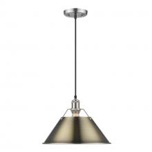  3306-L PW-AB - Orwell PW Large Pendant - 14" in Pewter with Aged Brass shade